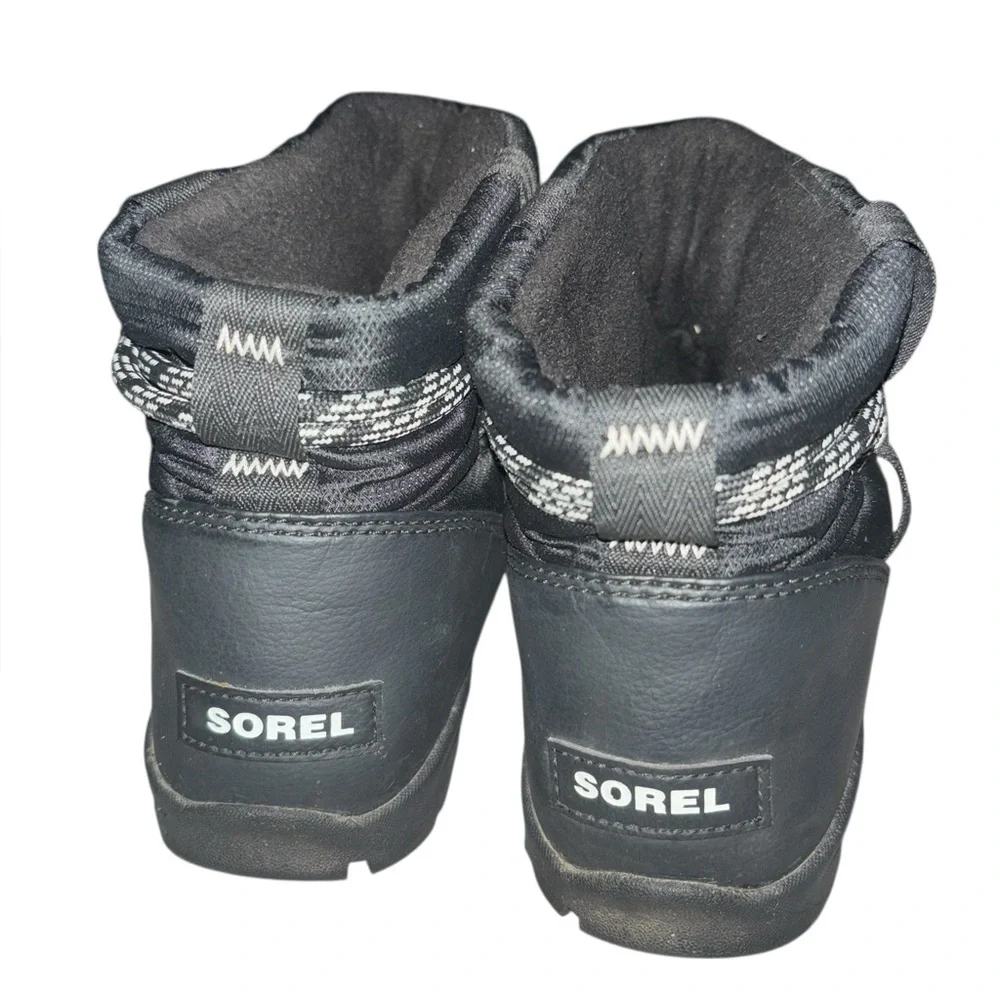 SOREL Whitney Short Camp Ankle Boot Black Nylon Puffer Winter Women's